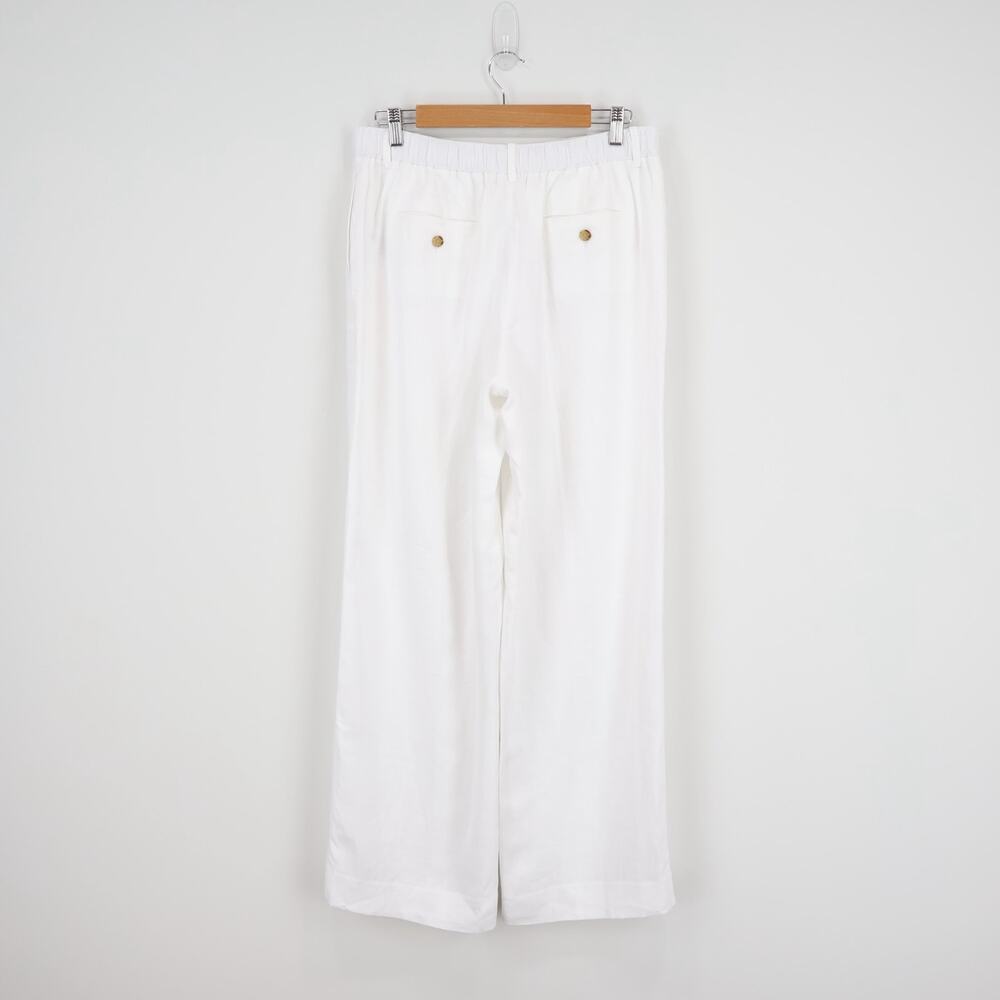 NWT J.Crew Harbor Pant Wide-Leg Lined In 100% Linen White Size Medium - Picture 4 of 9